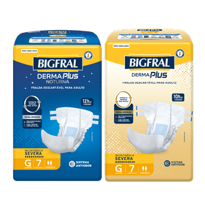 Kit Fralda Bigfral Derma Plus Noturna G 7 Unidades + Fralda Bigfral Derma Plus G 7 Unidades