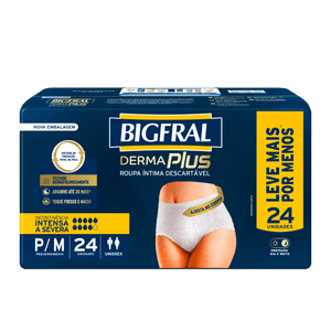 Bigfral Derma Plus Roupa Íntima Descartável P/M 24 Unidades Pacote Econômico