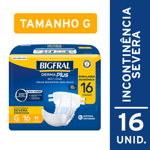 Fralda Bigfral Derma Plus Noturna G 16 Unidades Pacote Econômico