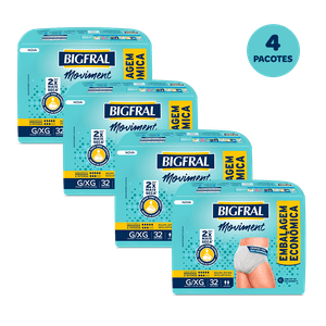 Bigfral Moviment Roupa Íntima Descartável G/XG 128 Unidades Pacote Econômico