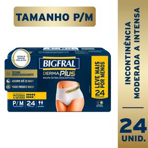 Bigfral Derma Plus Roupa Íntima Descartável P/M 24 Unidades Pacote Econômico