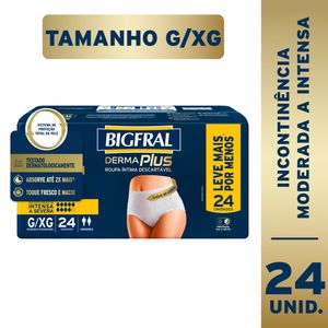 Bigfral Derma Plus Roupa Íntima Descartável G/XG 24 Unidades Pacote Econômico