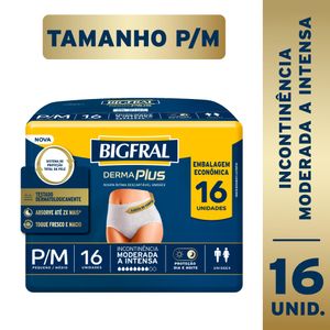 Bigfral Derma Plus Roupa Íntima Descartável P/M 16 Unidades Pacote Econômico