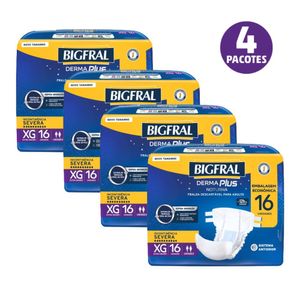 Fralda Bigfral Derma Plus Noturna XG 64 Unidades Pacote Econômico